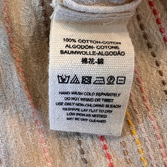 Free People Cream Lace & Striped Detail Peasant Top, XS - Picture 13 of 14